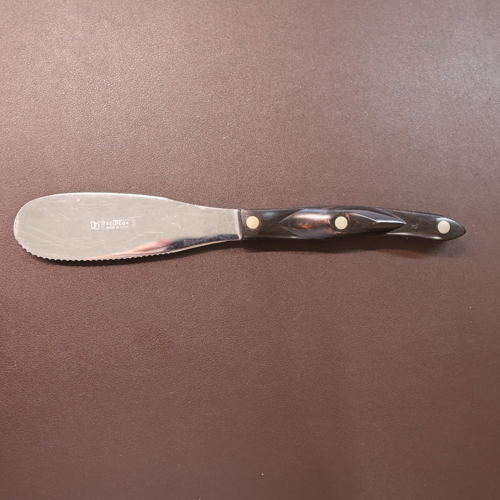 Cutco Spatula Spreader 1768 Vintage Serrated Brown Marbled Handle Made in USA - Picture 2 of 4